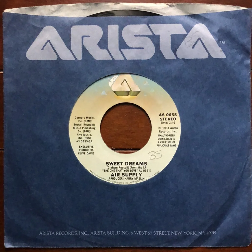 Air Supply Sweet Dream/Don't Turn Me Away Vinyl 45 Record '81 - Picture 5 of 5